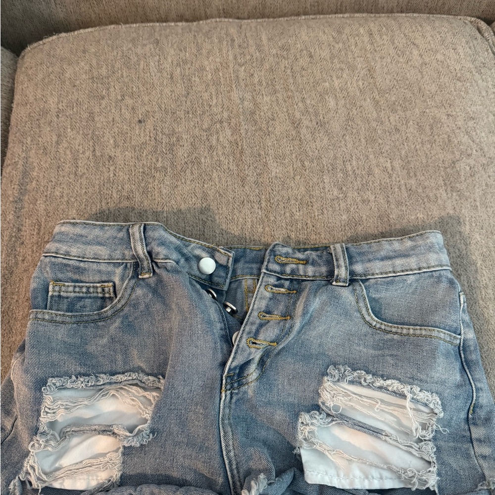 SHEIN Blue Distressed Jean Shorts